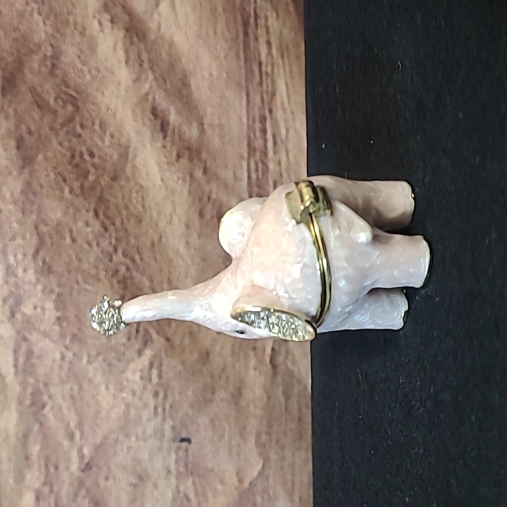 Elegant Cream Elephant Figurine Trinket with Gold Accents - Picture 3 of 3